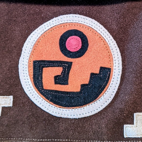 Mexico Aztec Design Suede Purse Crossbody - Picture 11 of 12